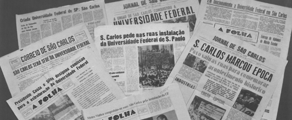 Jornais notificando a vinda da UFSCar